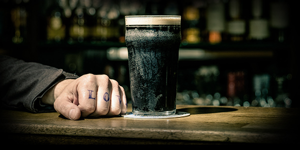 Dark porter beer on a bar