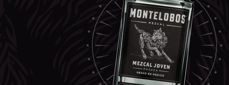 Montelobos Mezcal Bottle on a black background