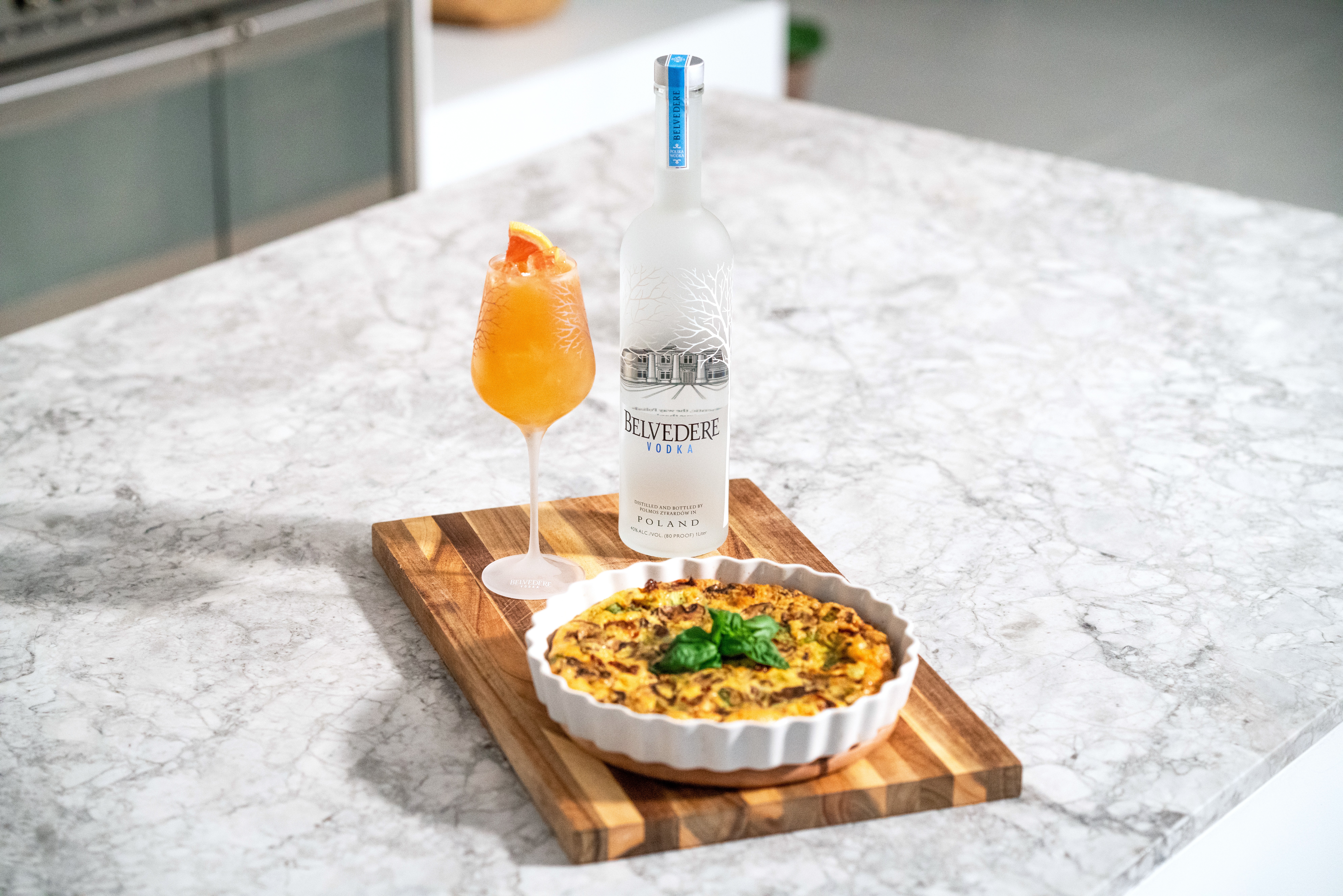 Belvedere Brunch Rubin Cocktail with Frittata