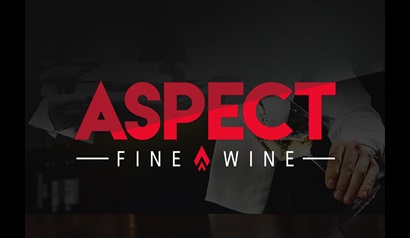 copy that reads, Aspect Fine Wine, over image of person pouring wine