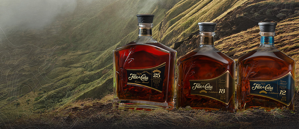 Three bottles of Flor de Caña 