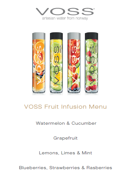 Voss fruit infusion menu