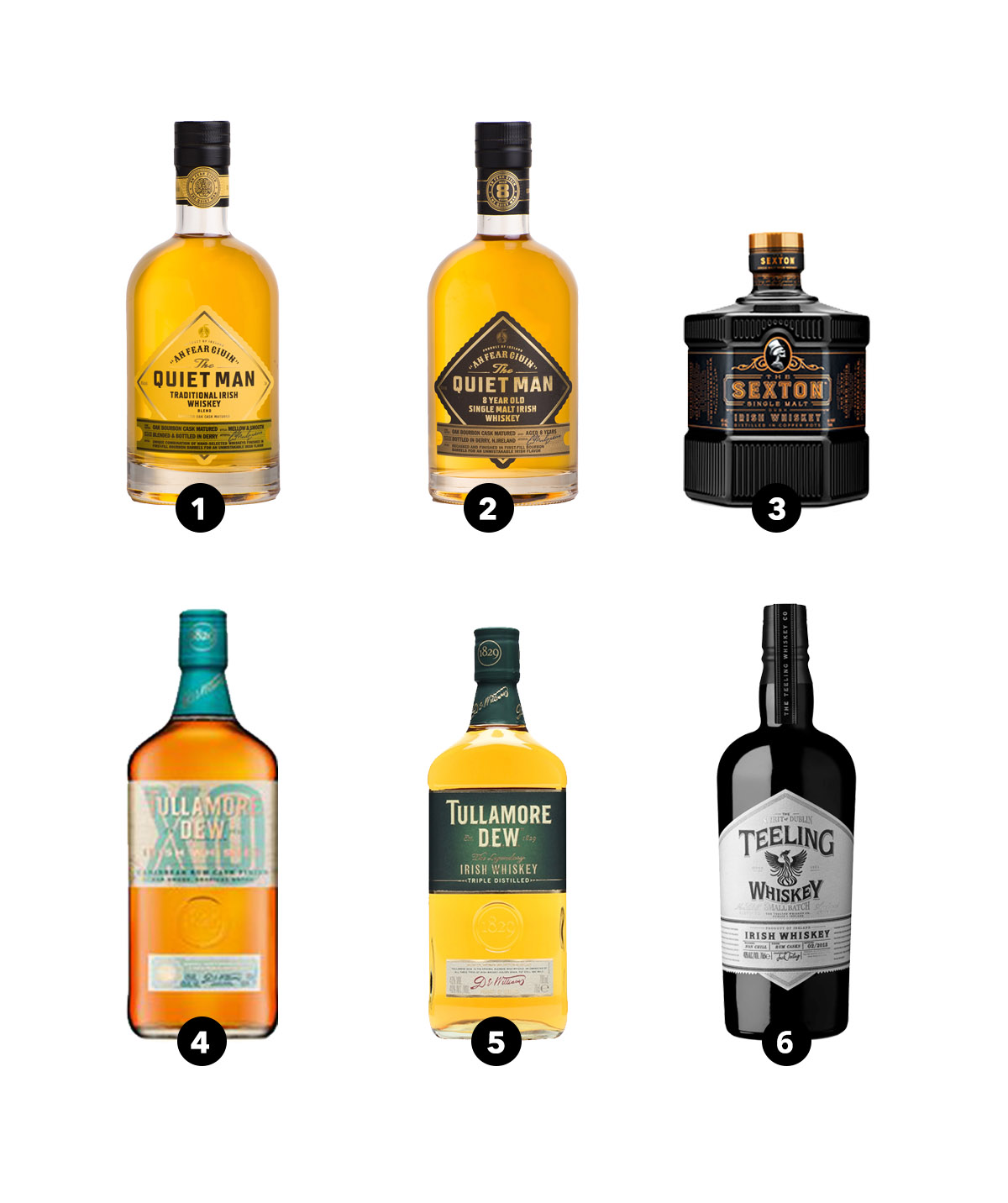 The Quiet Man, The Sexton, Tullamore D.E.W. Rum Cask, Tullamore D.E.W., Teeling
