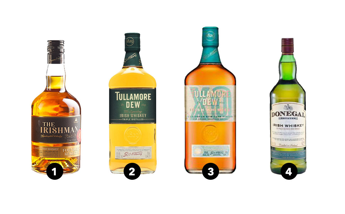 The Irishman, Tullamore D.E.W., Tullamore D.E.W. Rum Cask, Donegal Estates Irish Whiskey