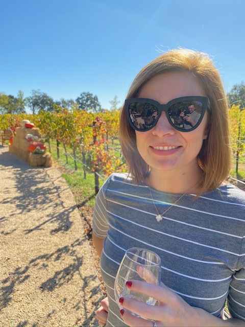 Megan Davidson in the vineyards.